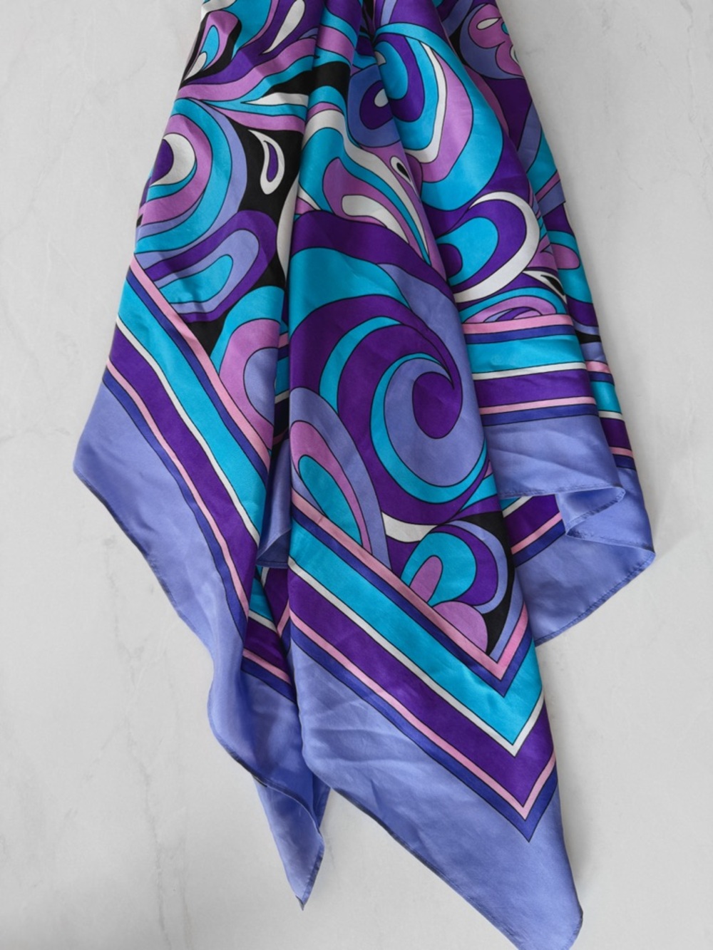 Vintage Large Silk Scarf Pucci Style Psychedelic Mod Print